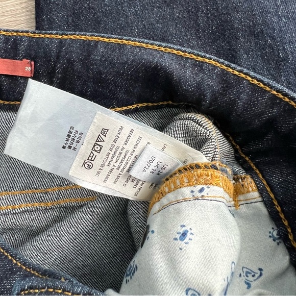 Anthropologie Pilcro Straight Legs Denim Jeans Navy Blue Distressed Size 28 - Picture 6 of 7